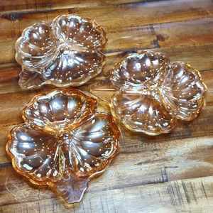 Carnival Glass Shamrock Dishes (3) Jeanette